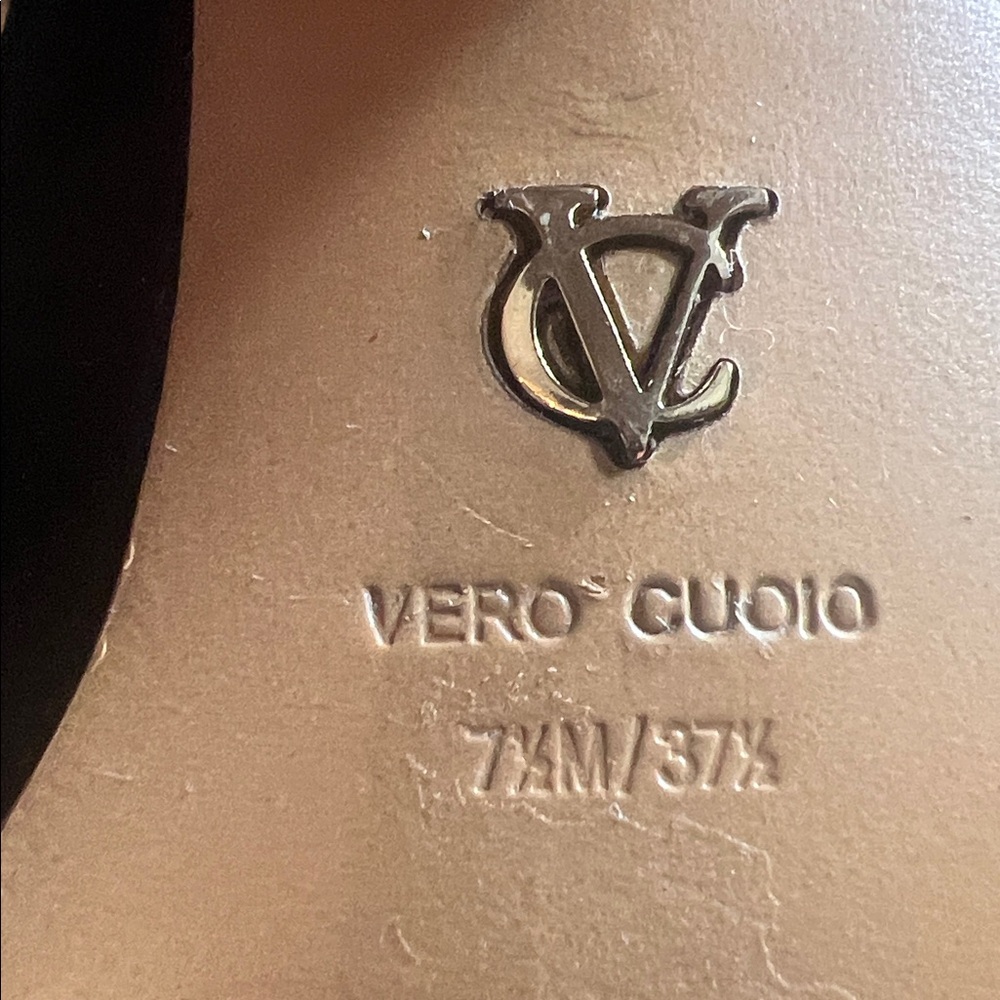 Vero Cuoio Black 3” Wooden Heel Boots, Open Toe, Italian Suede, Chunky, Sz 7 1/2 - Picture 2 of 8